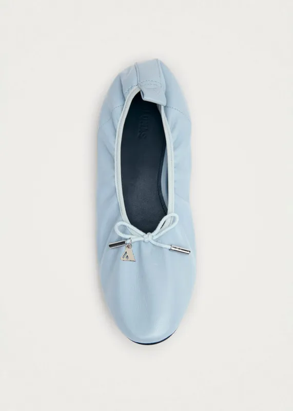 Elena Blue Leather Ballet Flats made by Alohas