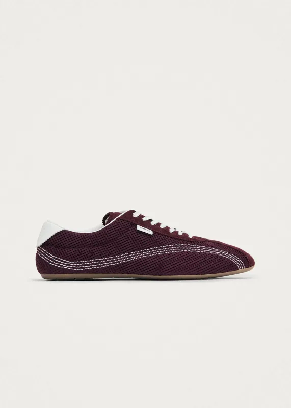 Tb.267 Welle Mesh Burgundy Leather Sneakers made by Alohas