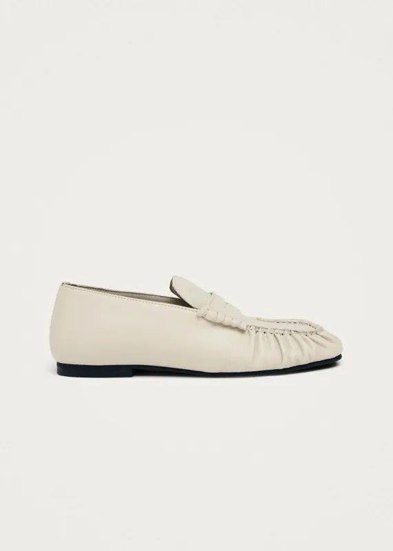 Aven Cream Vegan Leather Loafers made by Alohas