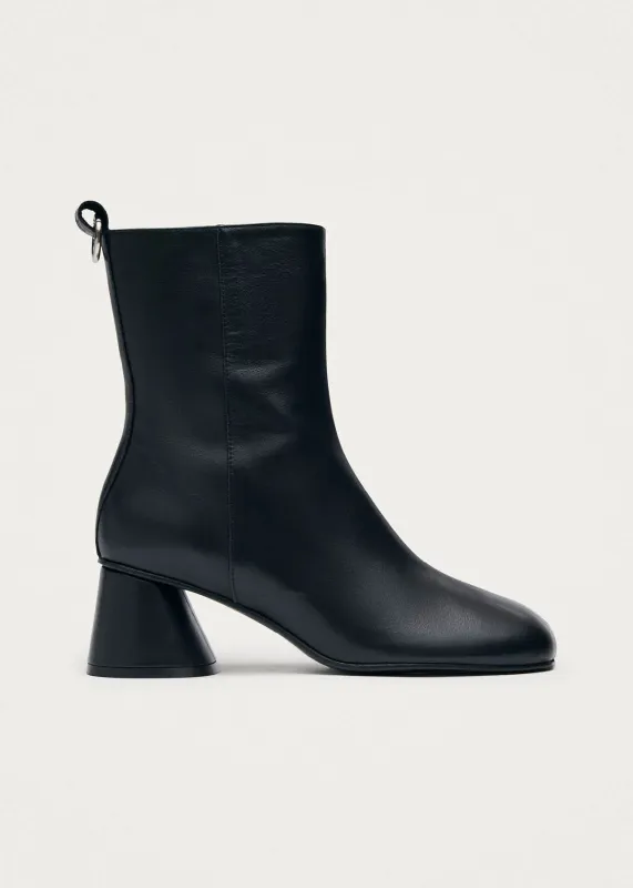Roebar Black Leather Ankle Boots made by Alohas