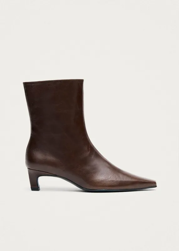 Ambar Rift Brown Leather Ankle Boots made by Alohas