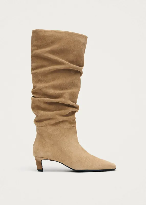 Kalila Suede Sand Leather Boots made by Alohas