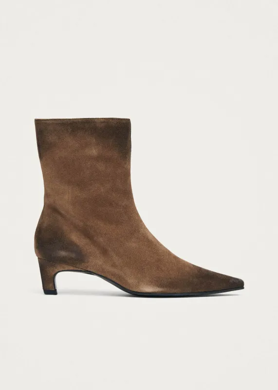 Ambar Vintage Effect Suede Brown Leather Ankle Boots made by Alohas