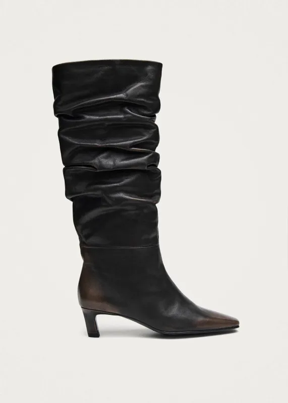 Kalila Vintage Effect Brown Leather Boots made by Alohas