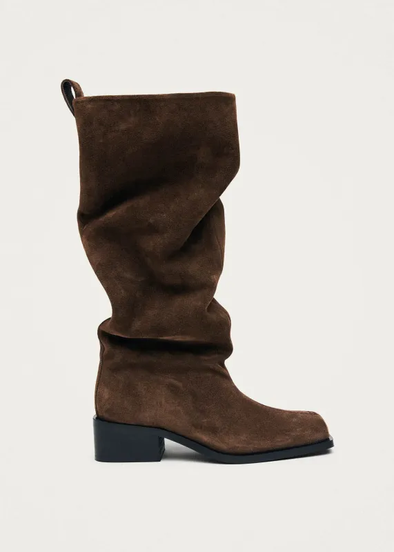 Milo Suede Brown Leather Boots made by Alohas