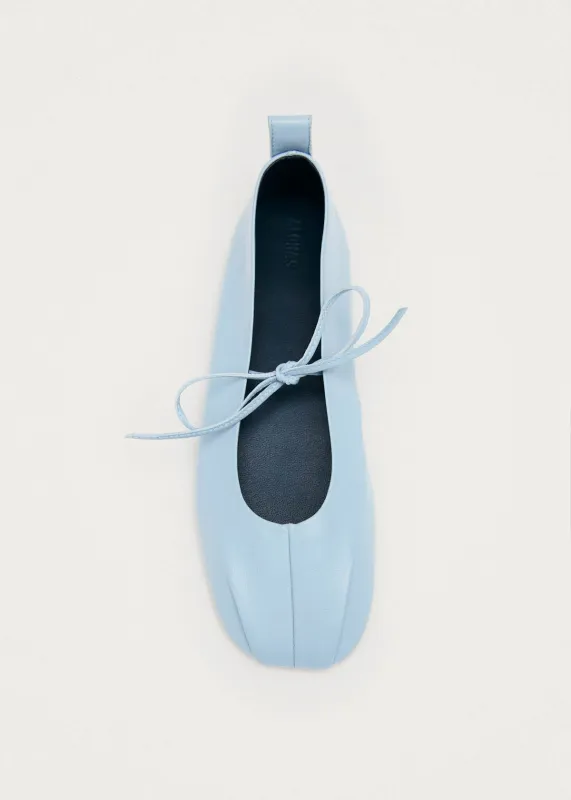 Elva Blue Leather Ballet Flats made by Alohas