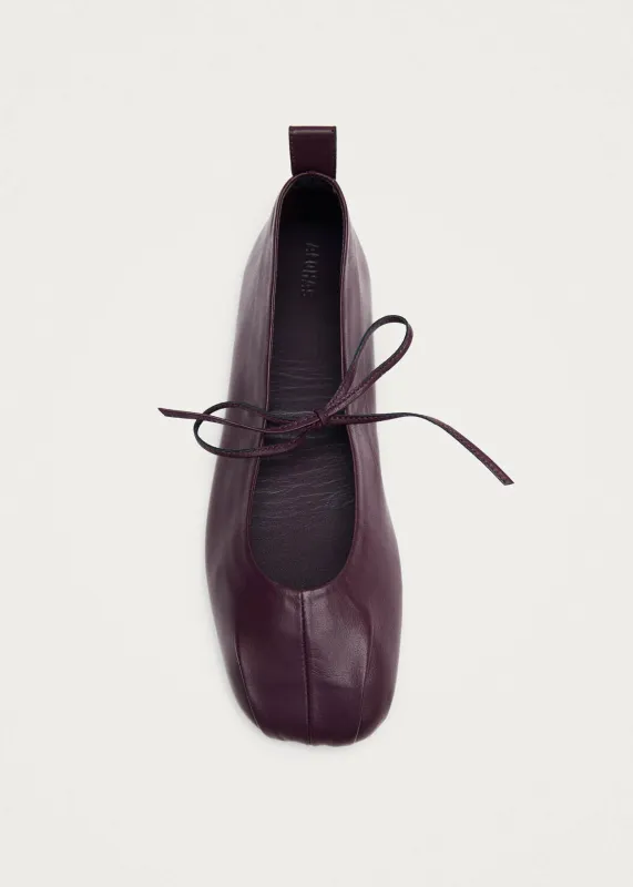 Elva Burgundy Leather Ballet Flats made by Alohas