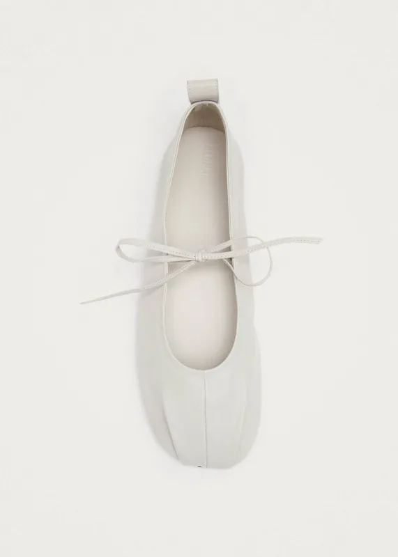 Elva Cream Leather Ballet Flats made by Alohas