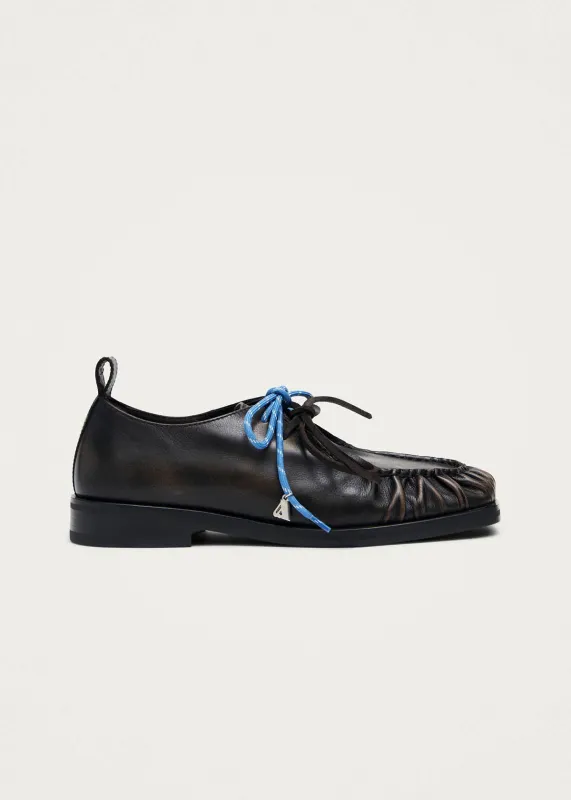 Dani Vintage Effect Brown Leather Oxfords made by Alohas