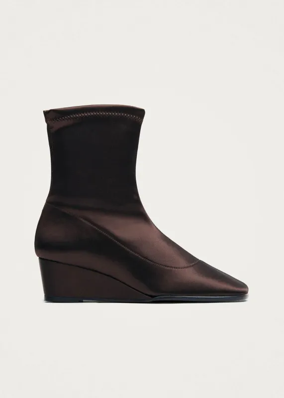 Auden Silky Dark Chocolate Textile Boots made by Alohas