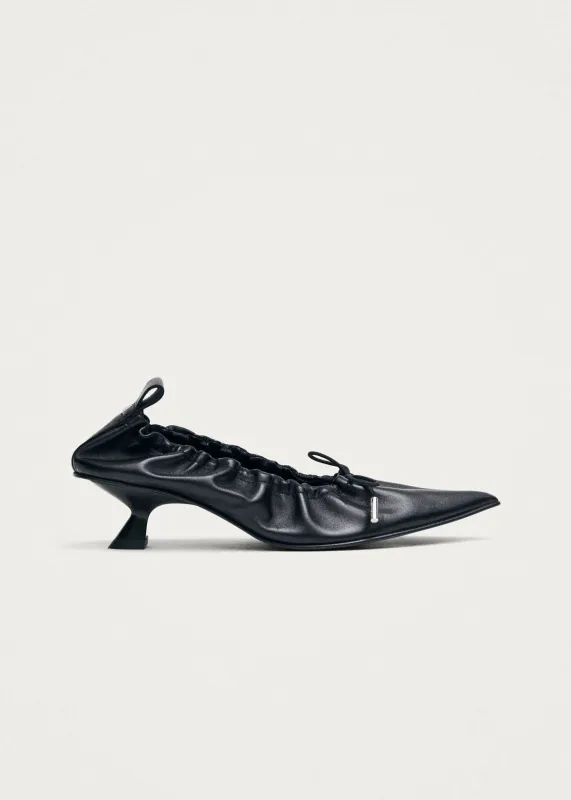 Tove Black Leather Ballet Flats made by Alohas