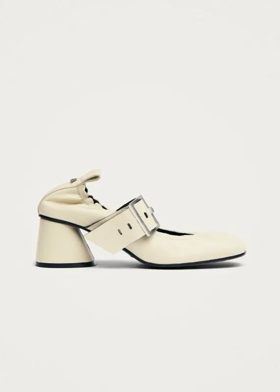 Rowena Cream Leather Pumps made by Alohas