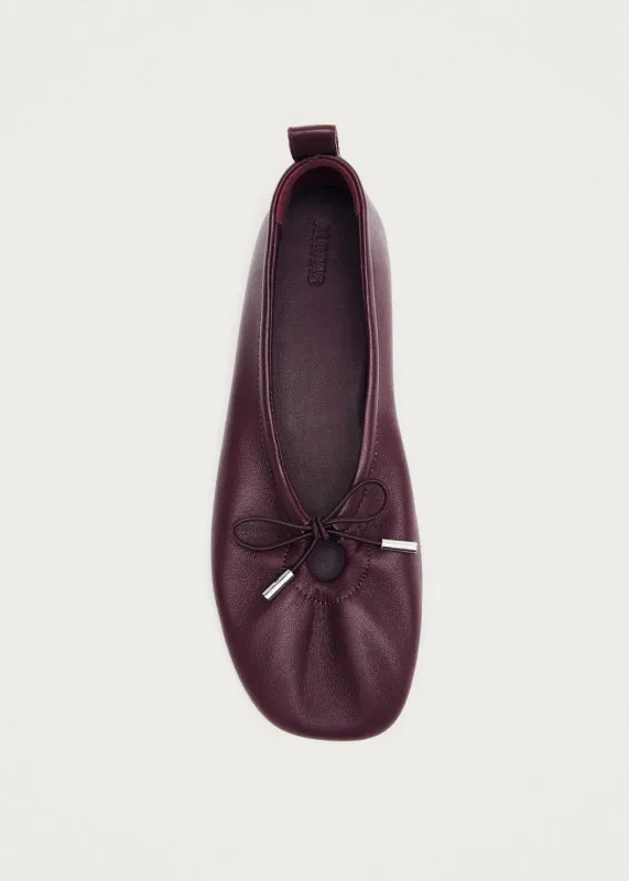 Rosalind Burgundy Leather Ballet Flats made by Alohas
