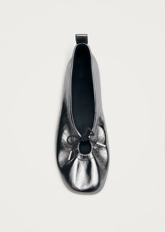Rosalind Gunmetal Leather Ballet Flats made by Alohas