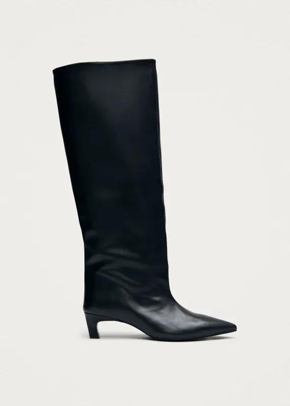 Samia Black Leather Boots made by Alohas