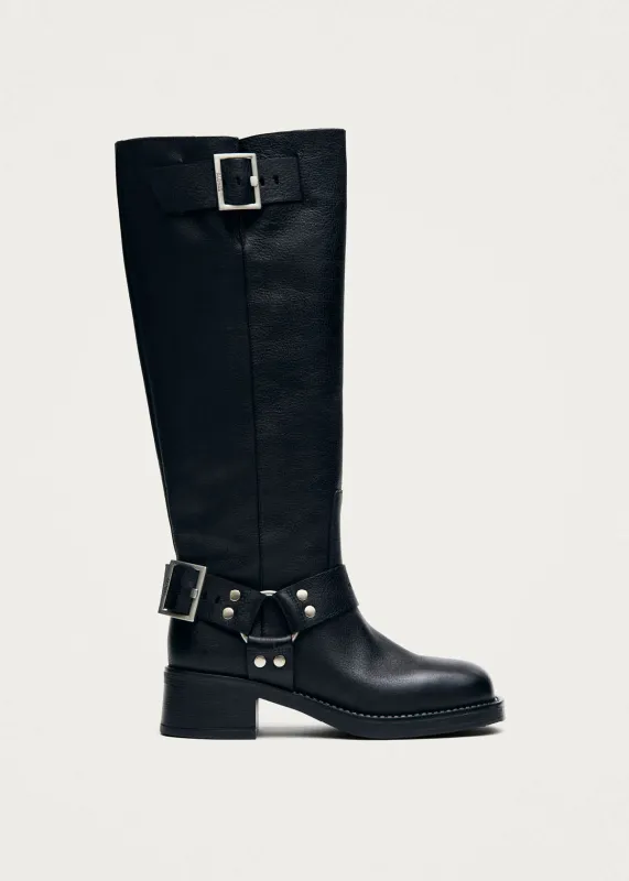Tomi Black Leather Boots made by Alohas
