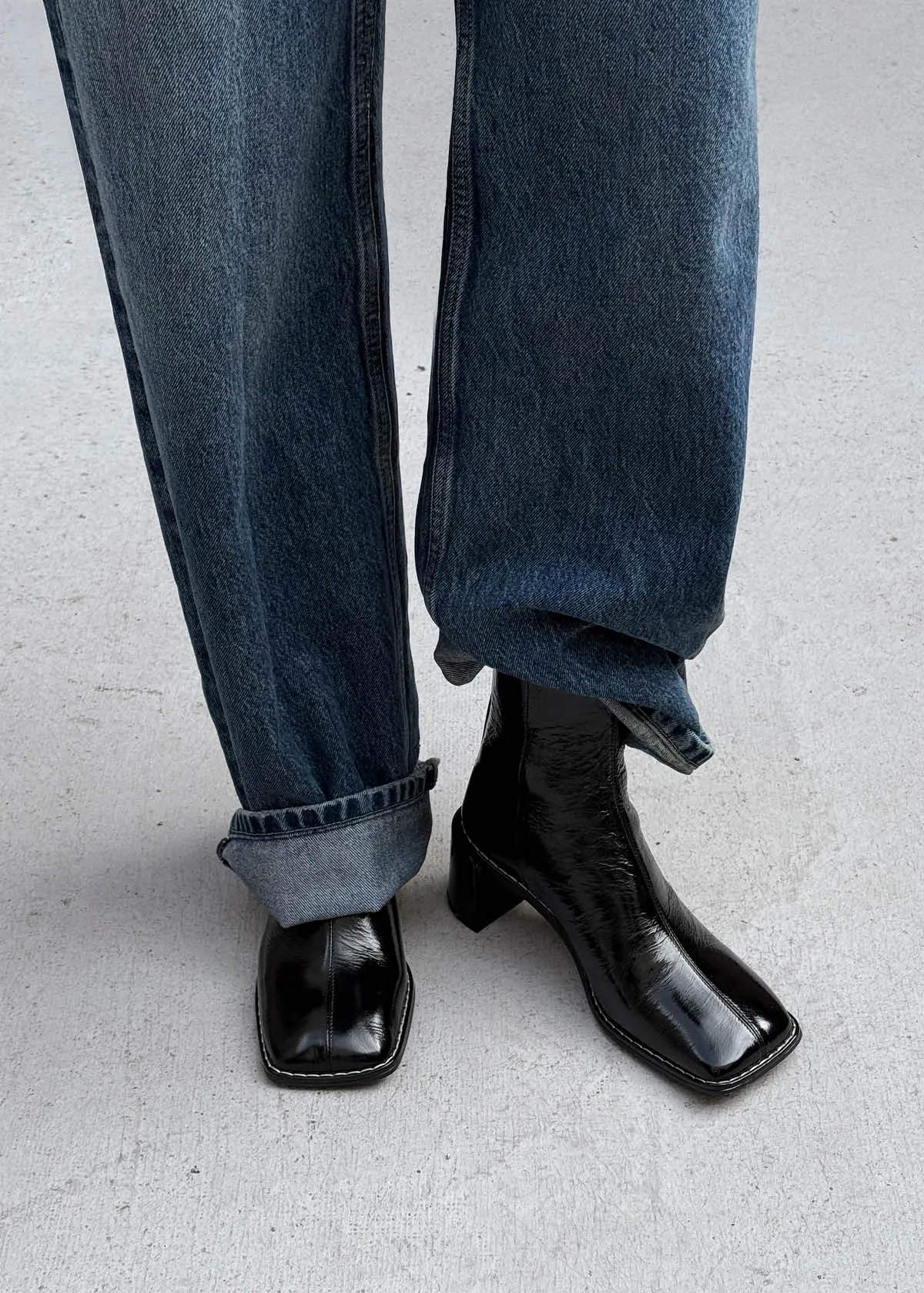 Luc Patent Black Leather Ankle Boots sold by Alohas product image thumbnail 2