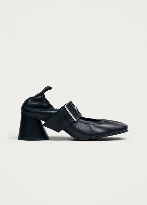 Rowena Black Leather Pumps made by Alohas