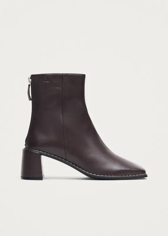 Luc Dark Chocolate Leather Ankle Boots made by Alohas