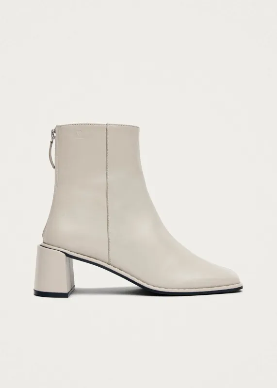 Luc Cream Leather Ankle Boots made by Alohas