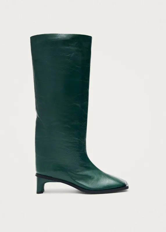 Elias Rift Dark Green Leather Boots made by Alohas