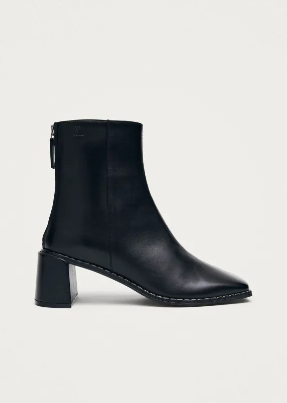 Luc Black Leather Ankle Boots made by Alohas