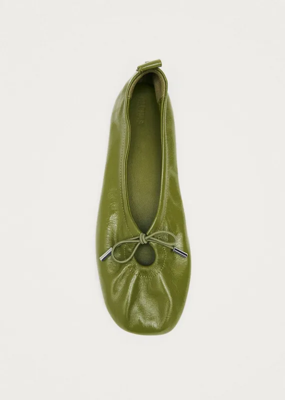 Rosalind Patent Green Leather Ballet Flats made by Alohas