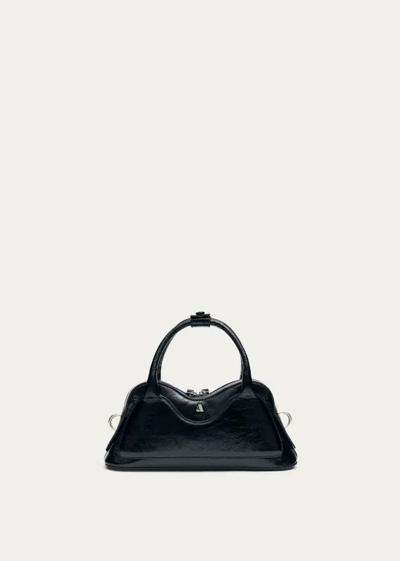 Hilma Mini Patent Black Leather Bag made by Alohas
