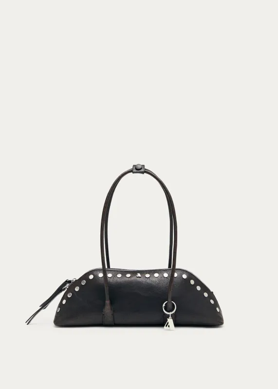 Vera Studs Vintage Effect Brown Leather Bag made by Alohas