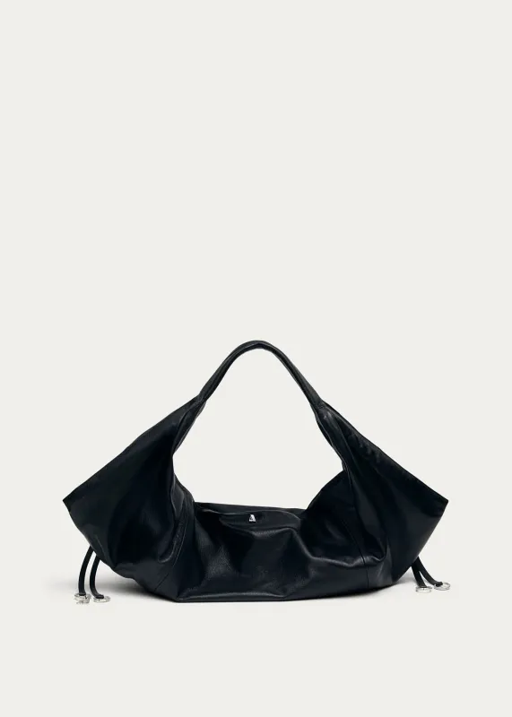 Sue Black Leather Bag made by Alohas