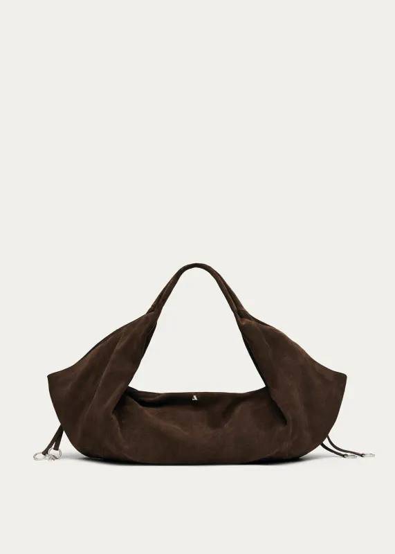 Sue Suede Brown Leather Bag made by Alohas