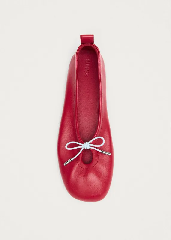 Rosalind Contrast Red Leather Ballet Flats made by Alohas