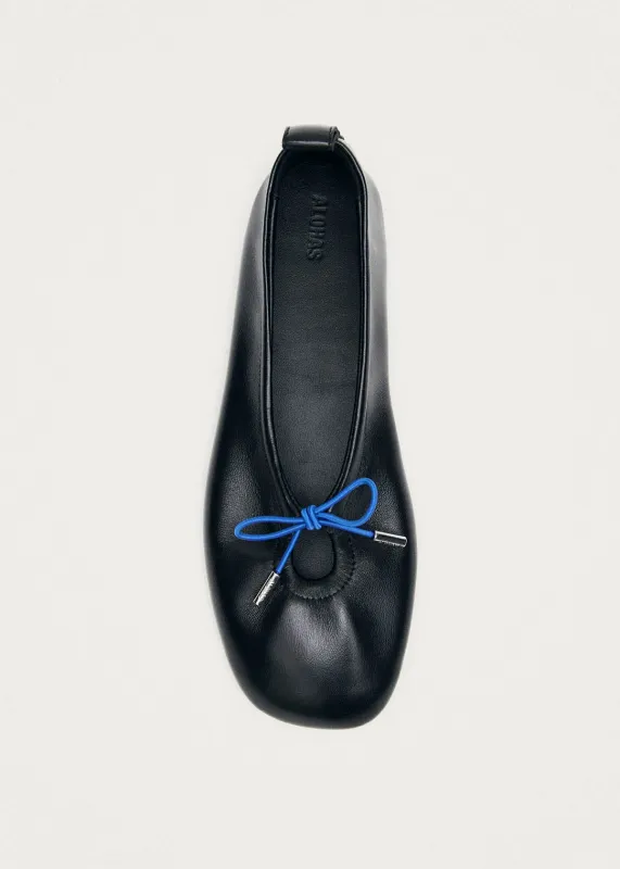 Rosalind Contrast Black Leather Ballet Flats made by Alohas