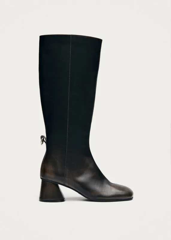 Roe Vintage Effect Brown Leather Boots made by Alohas