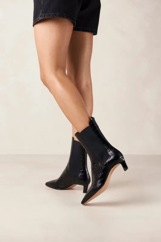 Kaleo Alli Black Leather Ankle Boots sold by Alohas
