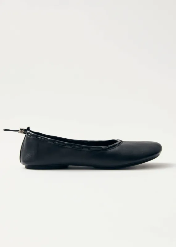 Gill Black Leather Ballet Flats sold by Alohas