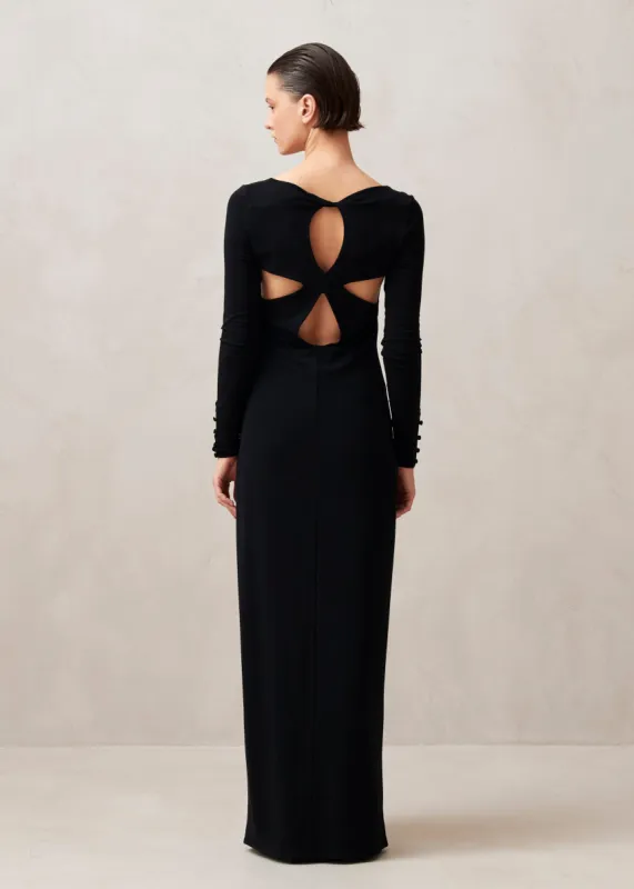 Freja Black Midi Dress sold by Alohas