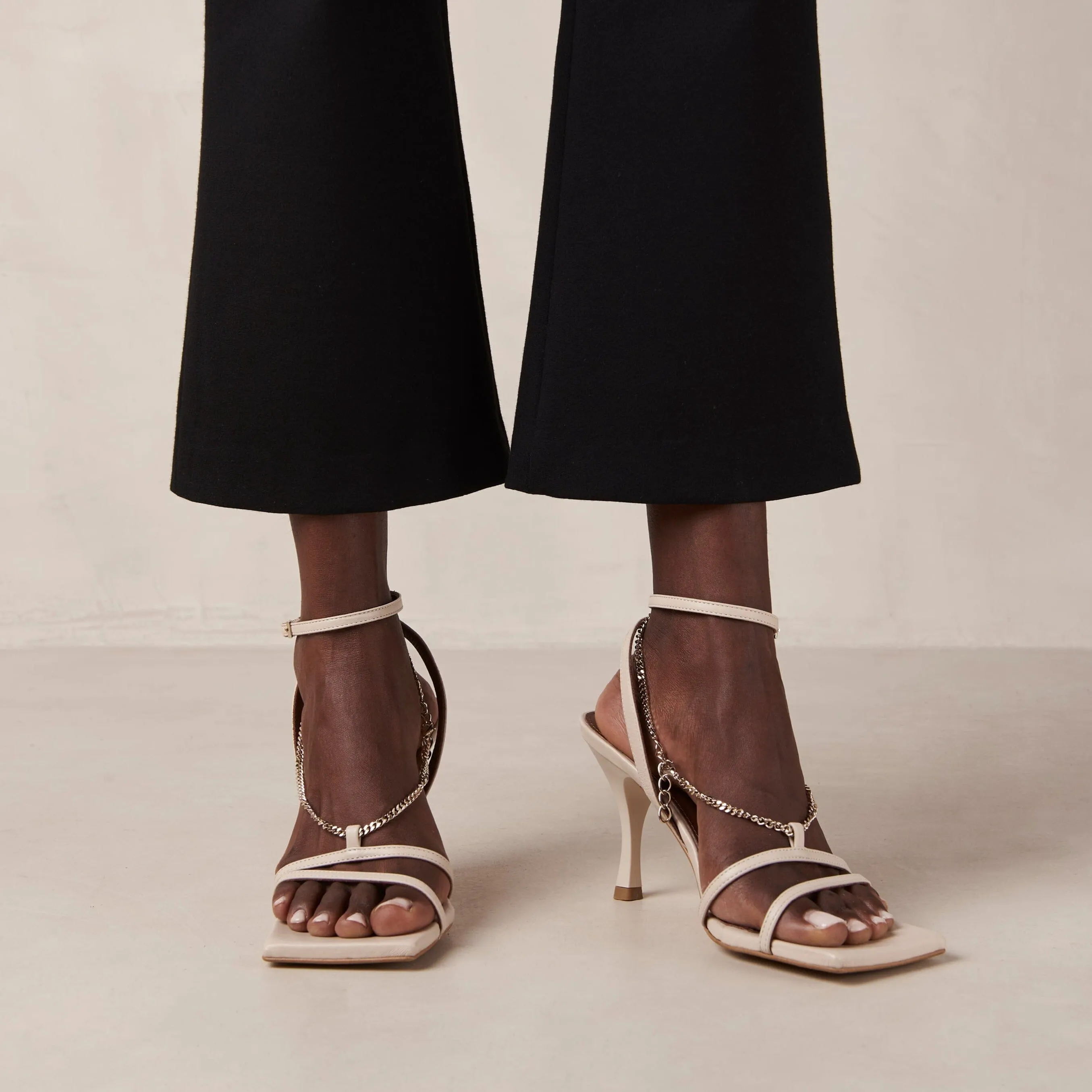 Straps Chain Cream Leather Sandals sold by Alohas product image thumbnail 3