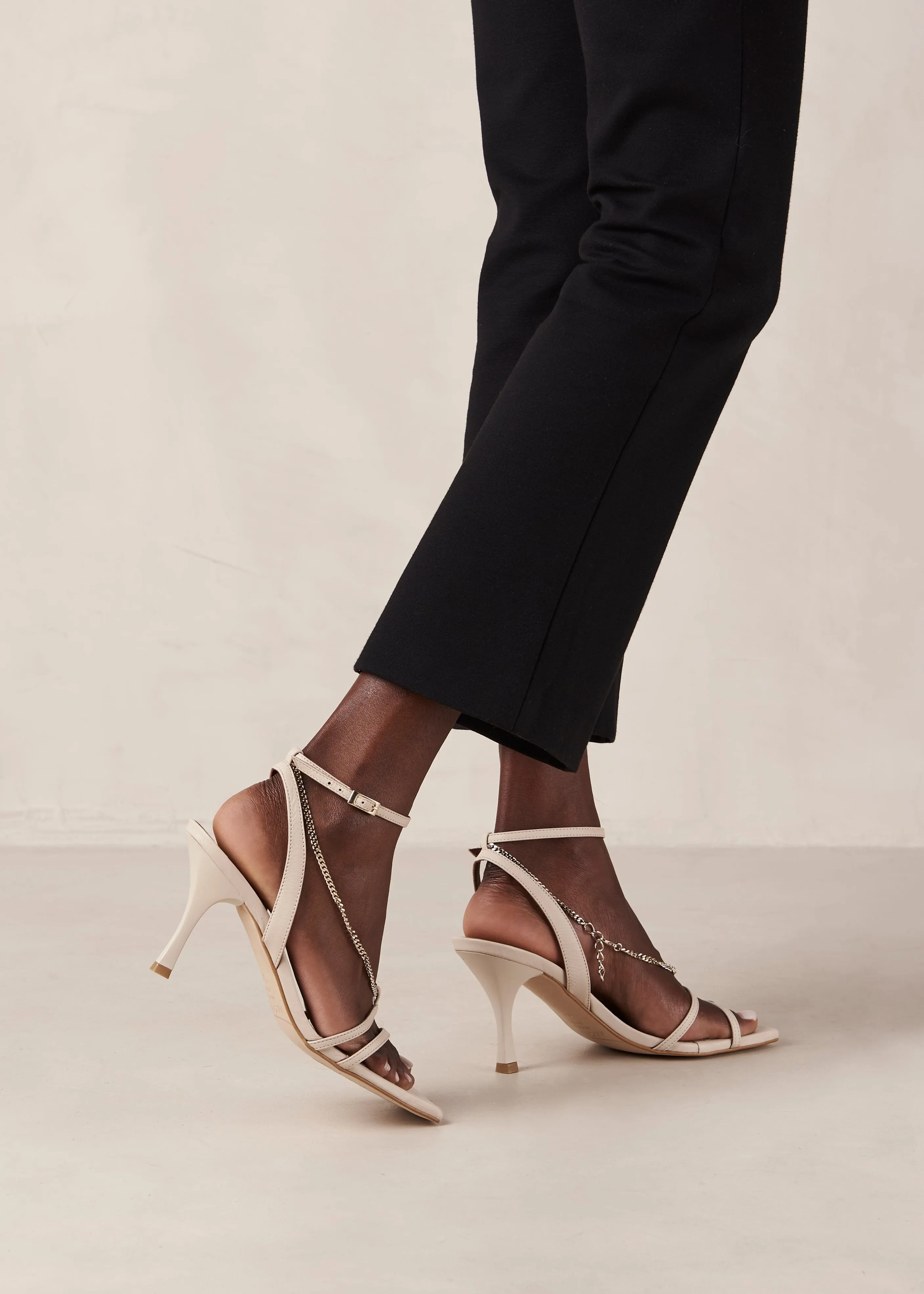 Straps Chain Cream Leather Sandals sold by Alohas product image thumbnail 2