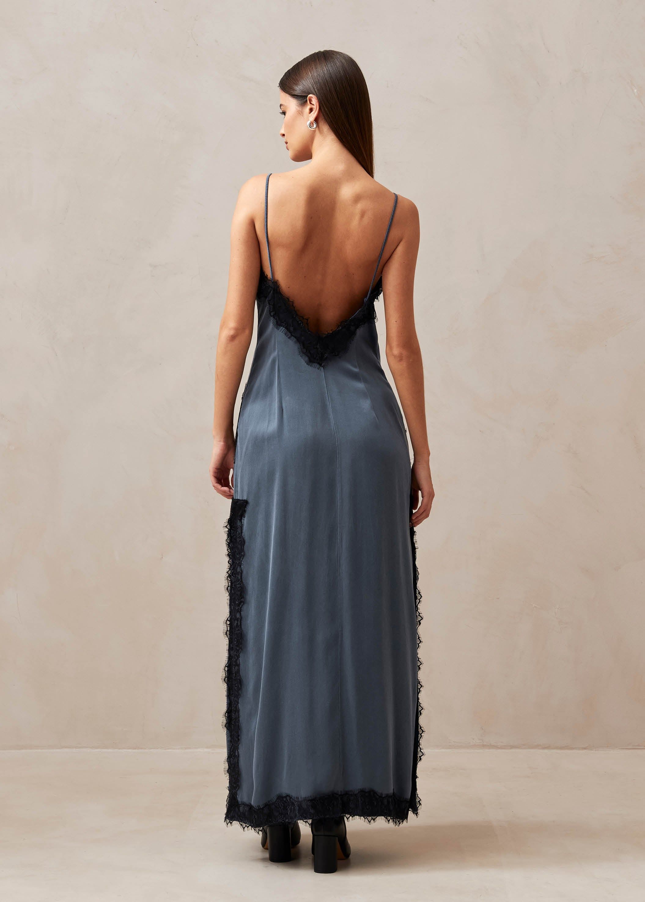 Afternoon Blue Gray Midi Dress sold by Alohas product image thumbnail 4