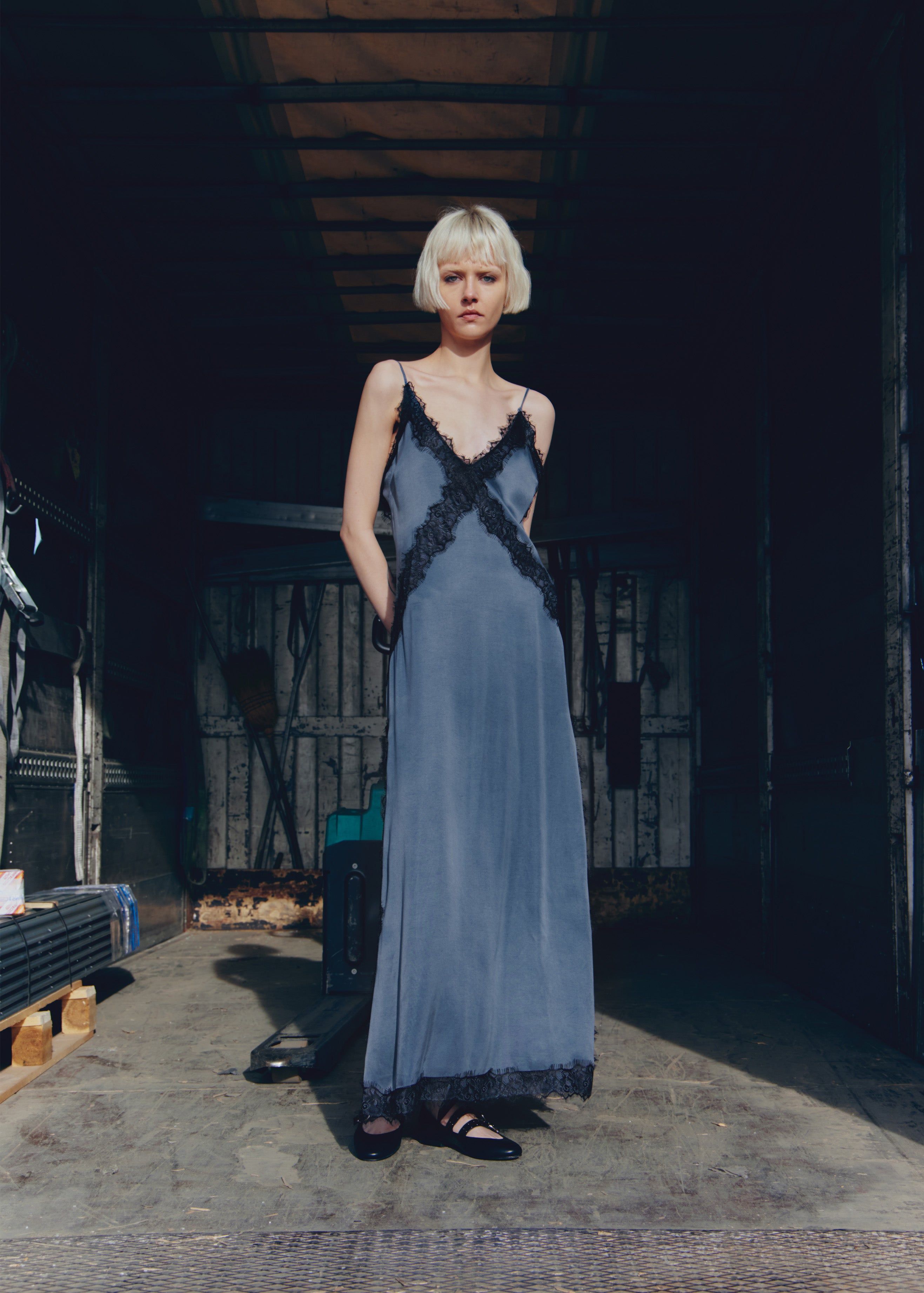 Afternoon Blue Gray Midi Dress sold by Alohas product image thumbnail 2