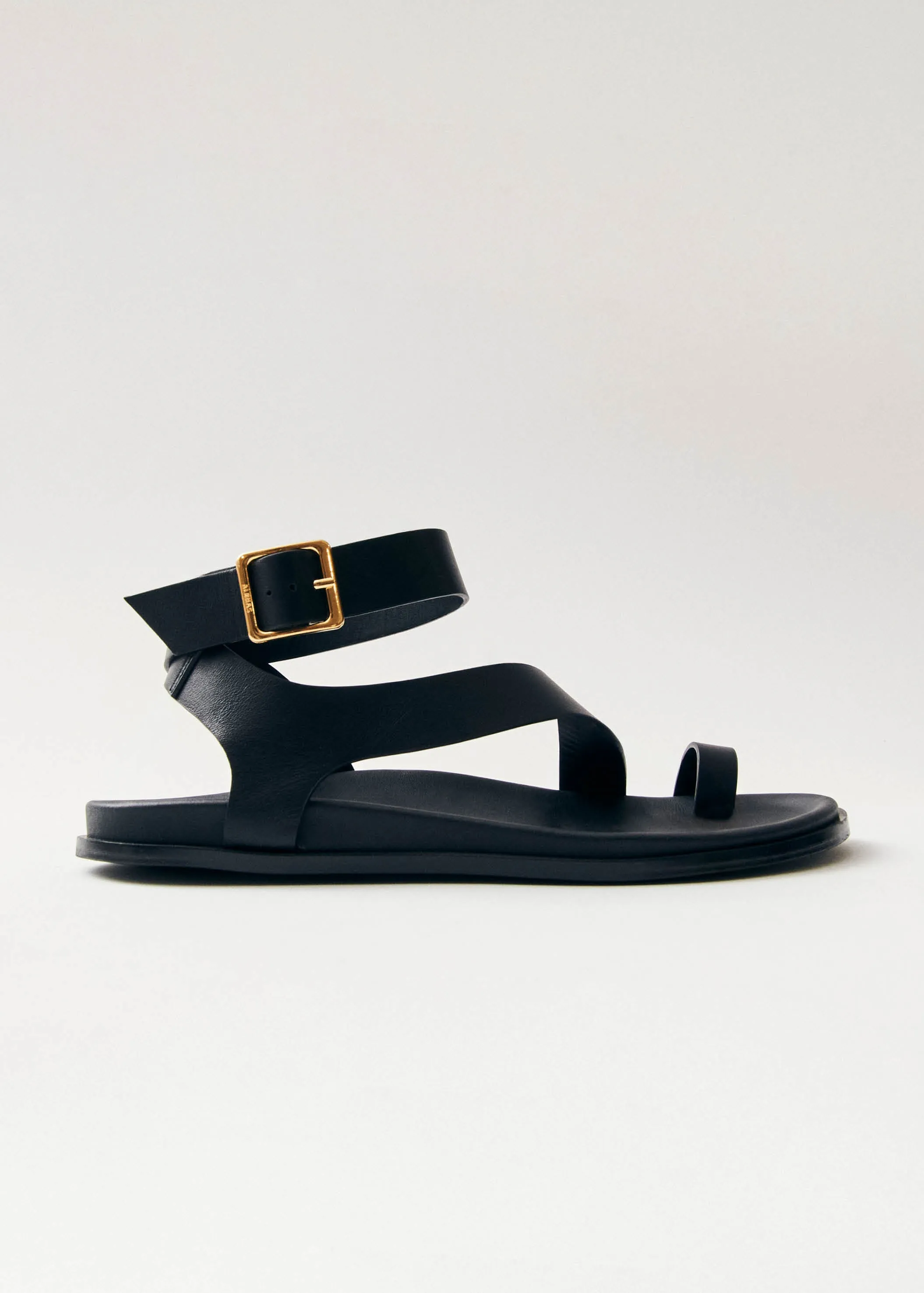 Myles Black Leather Sandals sold by Alohas