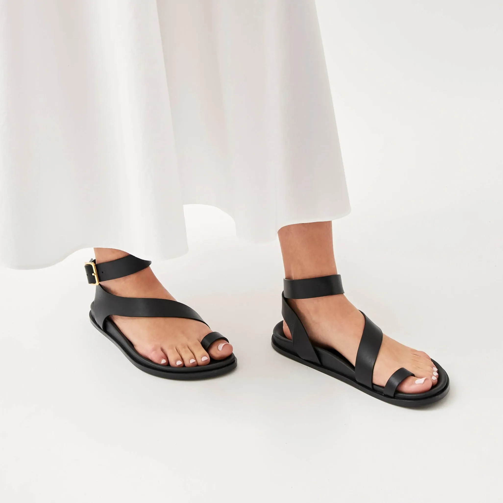 Myles Black Leather Sandals sold by Alohas product image thumbnail 3