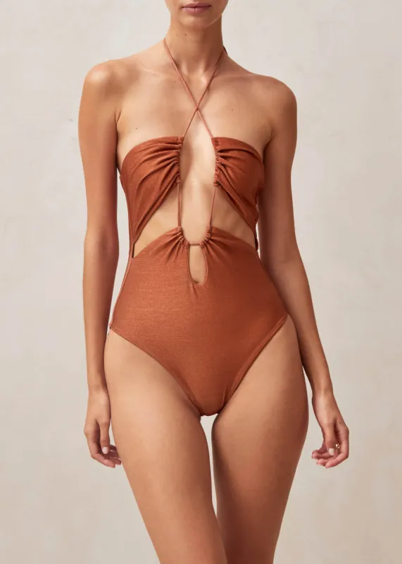 Kara Shimmer Terracota Swimwear sold by Alohas