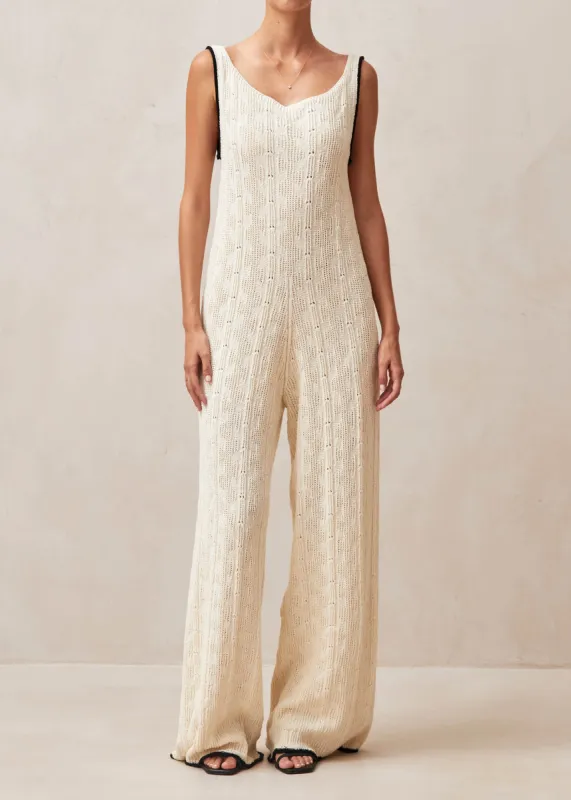 Namo Ecru Tricot Jumpsuit made by Alohas