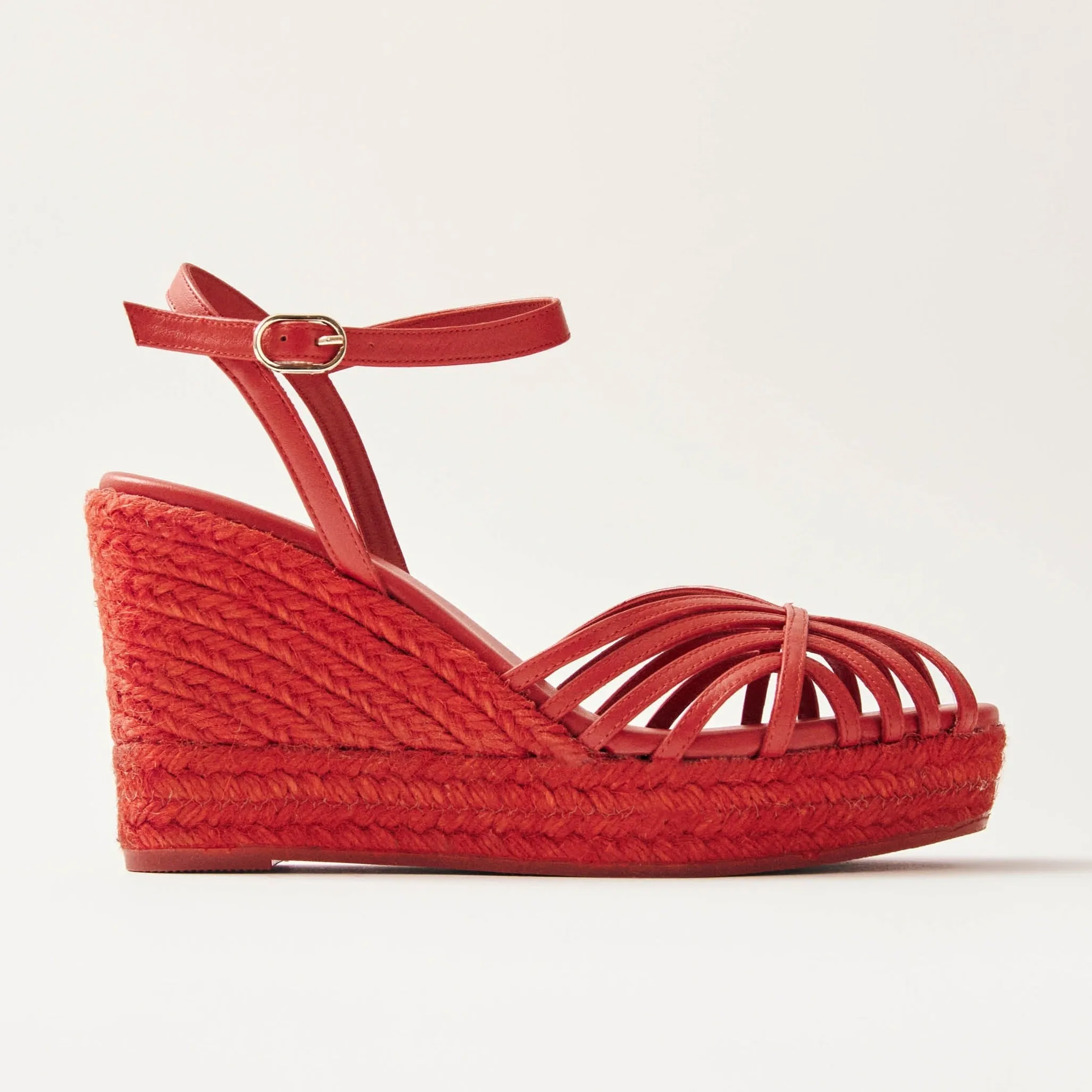 Maren Colorblock Red Leather Espadrilles sold by Alohas product image thumbnail 3