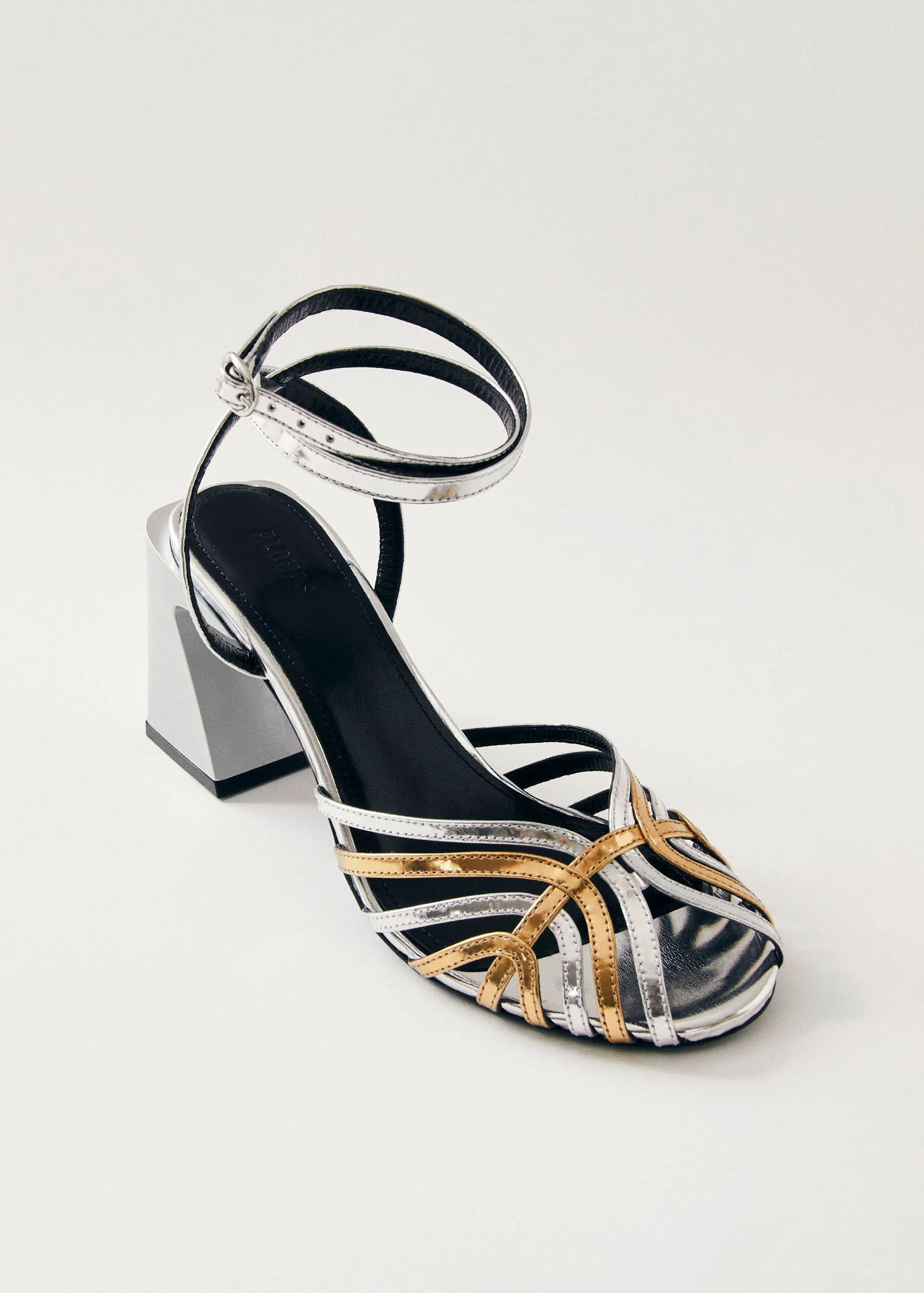Jessa Shimmer Silver Gold Leather Sandals sold by Alohas product image thumbnail 4