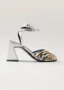 Jessa Shimmer Silver Gold Leather Sandals sold by Alohas