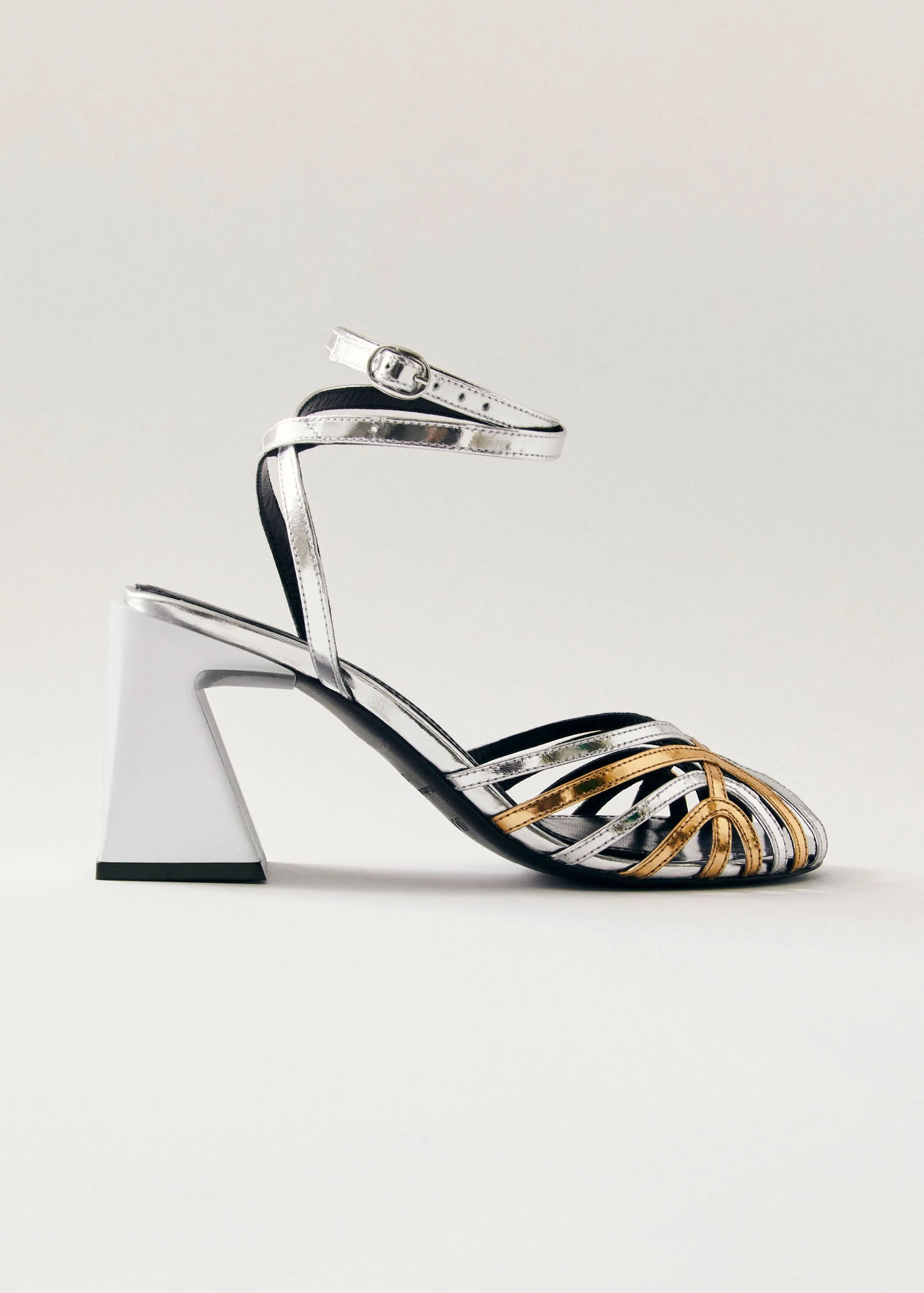 Jessa Shimmer Silver Gold Leather Sandals sold by Alohas