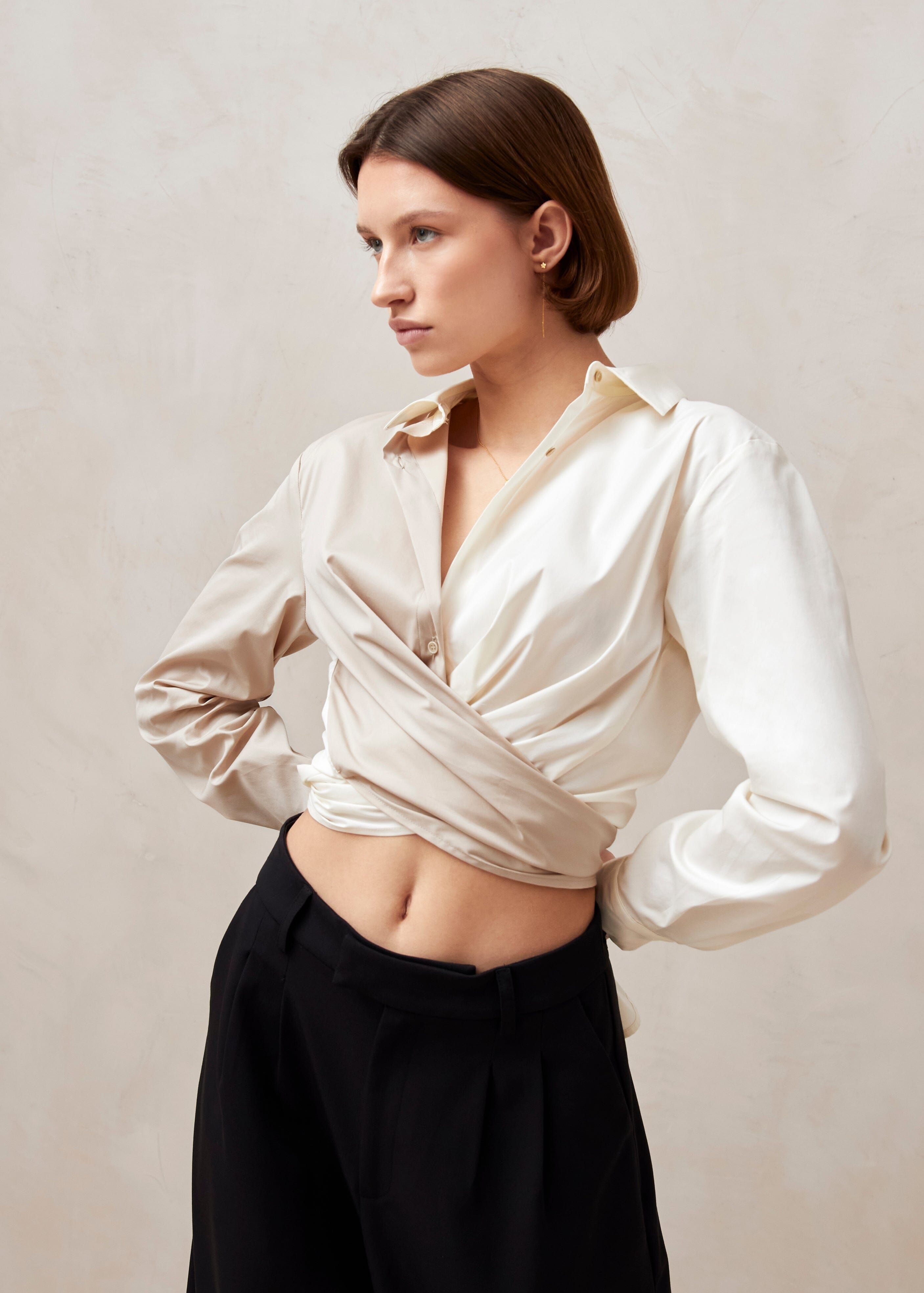 Angela Cream Camel Shirt sold by Alohas